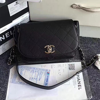 Chanel Grained Calfskin Caviar Stitched Shoulder Bag Black A92949 VS08810