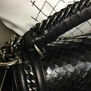 Chanel Snake Embossed Boy Bag TopHandle Black Silver A14041 25cm - 3