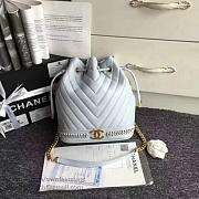 Chanel Lambskin Drawstring Bucket Bag Light Blue A91885 25cm - 4
