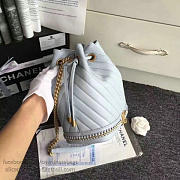 Chanel Lambskin Drawstring Bucket Bag Light Blue A91885 25cm - 5