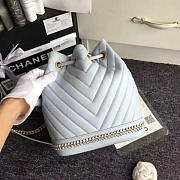Chanel Lambskin Drawstring Bucket Bag Light Blue A91885 25cm - 6
