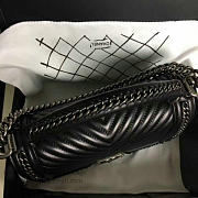 Chanel Chevron Lambskin Quilted Boy Bag with Top Handle Black A14041 25cm - 2