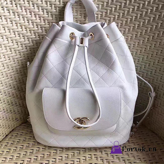 Chanel Calfskin Gold-Tone Metal Backpack White A98235 30cm - 1