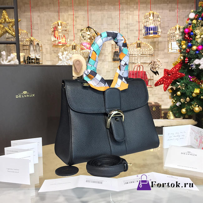 Delvaux Silk ribbon MM Brillant Satchel Black 1512 28cm - 1