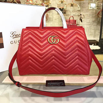 Gucci GG Marmont Matelassé Tote Red Leather 2236 35cm