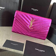 YSL MONOGRAM COLLEGE Crinkled Metallic Pink 4779 22cm  - 1