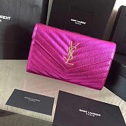 YSL MONOGRAM COLLEGE Crinkled Metallic Pink 4779 22cm  - 6