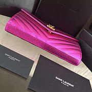 YSL MONOGRAM COLLEGE Crinkled Metallic Pink 4779 22cm  - 3