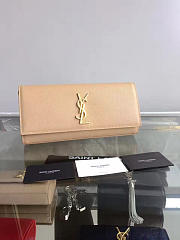 YSL MONOGRAM KATE Clutch GRAIN DE POUDRE EMBOSSED Apricot 4954 27cm  - 5