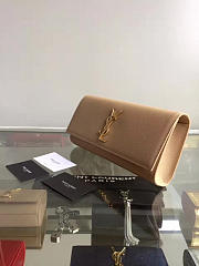 YSL MONOGRAM KATE Clutch GRAIN DE POUDRE EMBOSSED Apricot 4954 27cm  - 4