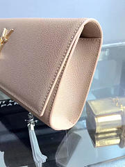 YSL MONOGRAM KATE Clutch GRAIN DE POUDRE EMBOSSED Apricot 4954 27cm  - 2