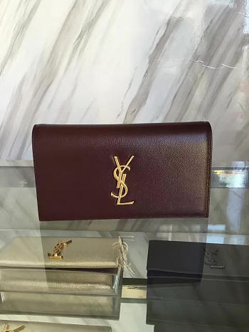 YSL MONOGRAM KATE Clutch GRAIN DE POUDRE EMBOSSED LEATHER 4962 25cm 