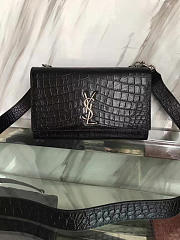 YSL MONOGRAM KATE CROCODILE EMBOSSED SHINY LEATHER Black 5023 24cm - 6