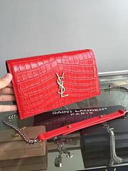 YSL MONOGRAM KATE CROCODILE EMBOSSED SHINY LEATHER Red 5024 22.5cm - 5