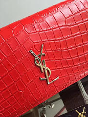 YSL MONOGRAM KATE CROCODILE EMBOSSED SHINY LEATHER Red 5024 22.5cm - 4