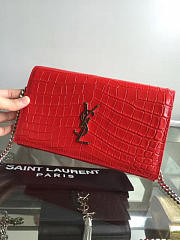 YSL MONOGRAM KATE CROCODILE EMBOSSED SHINY LEATHER Red 5024 22.5cm - 3