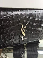 YSL MONOGRAM KATE CROCODILE EMBOSSED SHINY Black 5028 22.5cm - 3