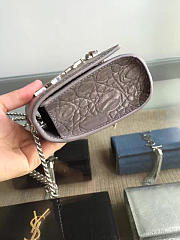 YSL MONOGRAM KATE Silver Tassel in Embossed crocodile Shiny Gray 5039 17cm - 3