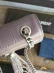 YSL MONOGRAM KATE Silver Tassel in Embossed crocodile Shiny Gray 5039 17cm - 4