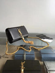 YSL KATE Gold Tassel in Grain De Poudre Embossed Black 5048 17cm - 5