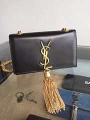 YSL KATE Gold Tassel in Grain De Poudre Embossed Black 5048 17cm - 2
