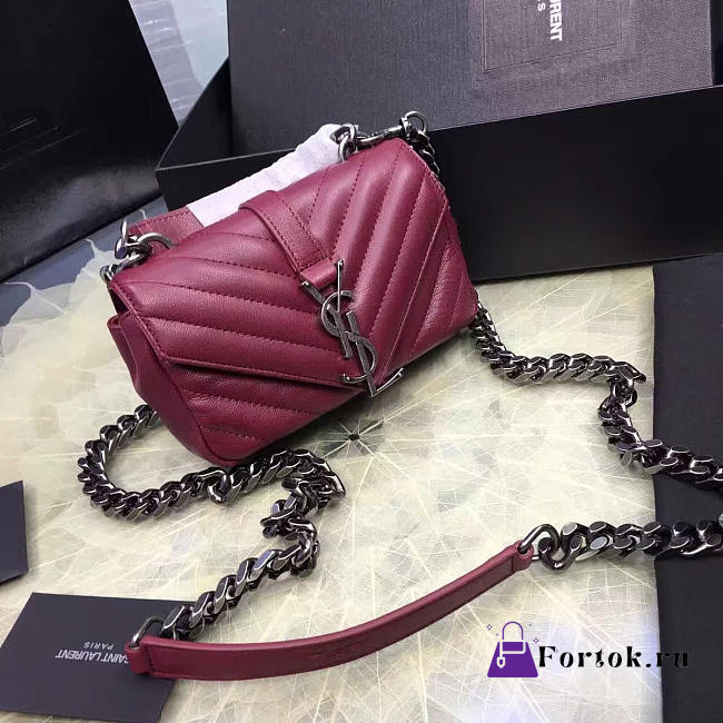 YSL Quilted MONOGRAM COLLEGE Red Wine 5064 18cm - 1