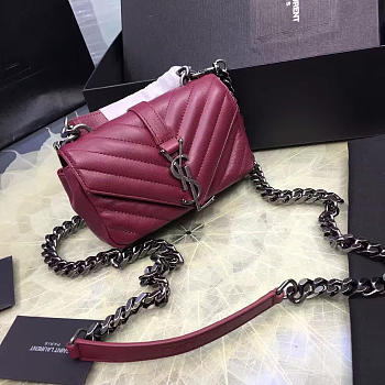 YSL Quilted MONOGRAM COLLEGE Red Wine 5064 18cm