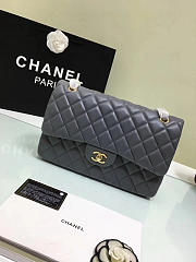 CHANEL Lambskin Leather Flap Bag Gold/Silver Grey 30cm  - 2