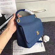 Chanel Grained Calfskin Large Top Handle Flap Bag Dark Blue A93757 28cm  - 2
