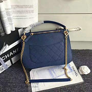 Chanel Grained Calfskin Large Top Handle Flap Bag Dark Blue A93757 28cm  - 3