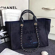 Chanel Canvas and Sequins Shopping Bag Blue A66941 38cm - 1