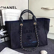 Chanel Canvas and Sequins Shopping Bag Blue A66941 38cm - 3