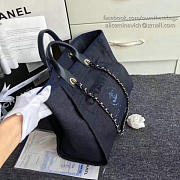 Chanel Canvas and Sequins Shopping Bag Blue A66941 38cm - 4