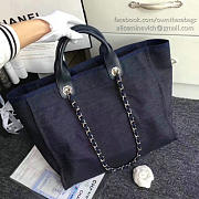 Chanel Canvas and Sequins Shopping Bag Blue A66941 38cm - 5