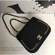Chanel Snake Embossedr Flap Shoulder Bag Black A98774 20cm - 6