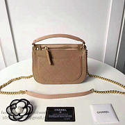 ChanelGrained Calfskin Mini Top Handle Flap Bag Beige A93756 21cm - 4
