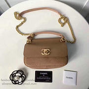 ChanelGrained Calfskin Mini Top Handle Flap Bag Beige A93756 21cm - 5