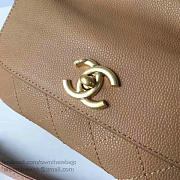 ChanelGrained Calfskin Mini Top Handle Flap Bag Beige A93756 21cm - 6