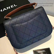 Chanel Grained Calfskin Flap Bag With Top Handle Dark Blue A93633 25cm  - 2