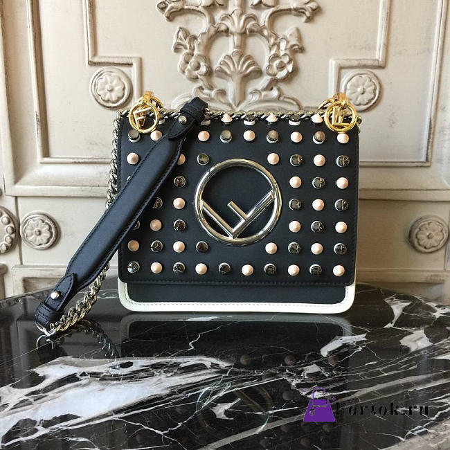 Fendi Kani Handbag Black and White 2019 25cm - 1