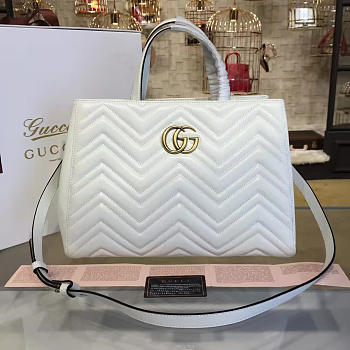 Gucci GG Marmont Matelassé Tote White Leather 2228 35cm