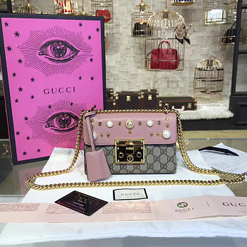 Gucci GG Leather Padlock Studded Pink 2386 20cm