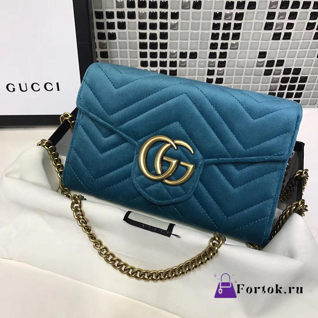 Gucci GG Leather WOC Blue 2568 20cm - 1
