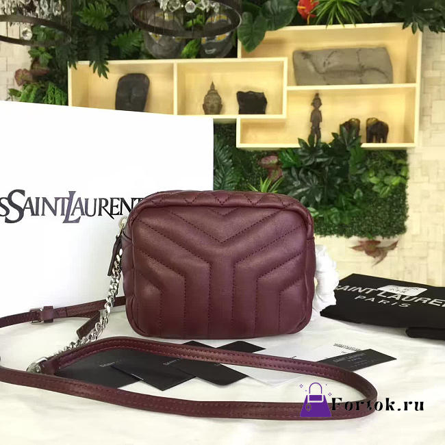 YSL CLASSIC TOY MONOGRAM BOWLING MM Red Wine 4712 19cm  - 1