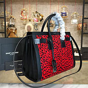 YSL Classic Sac-De-Jour Leopard Pattern Red and Black 4749 31.5cm  - 5