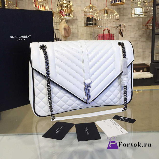 YSL ENVELOPE SATCHEL Large White 4810 31cm  - 1