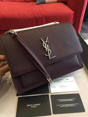 YSL SUNSET MONOGRAM Medium GRAINED LEATHER Black 4837 22cm 