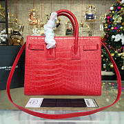 YSL Sac-De-Jour CROCODILE EMBOSSED Red 4870 31.5cm - 4