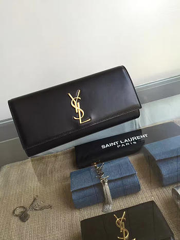 YSL MONOGRAM KATE Clutch Smooth Leather Black 4949 27cm 