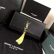 YSL MONOGRAM KATE Gold Tassel Smooth Leather Black 4983 24cm  - 6